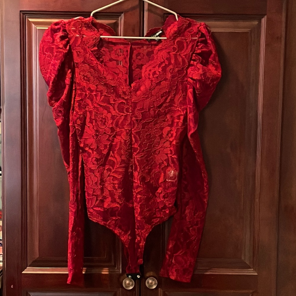 Red lace bodysuit